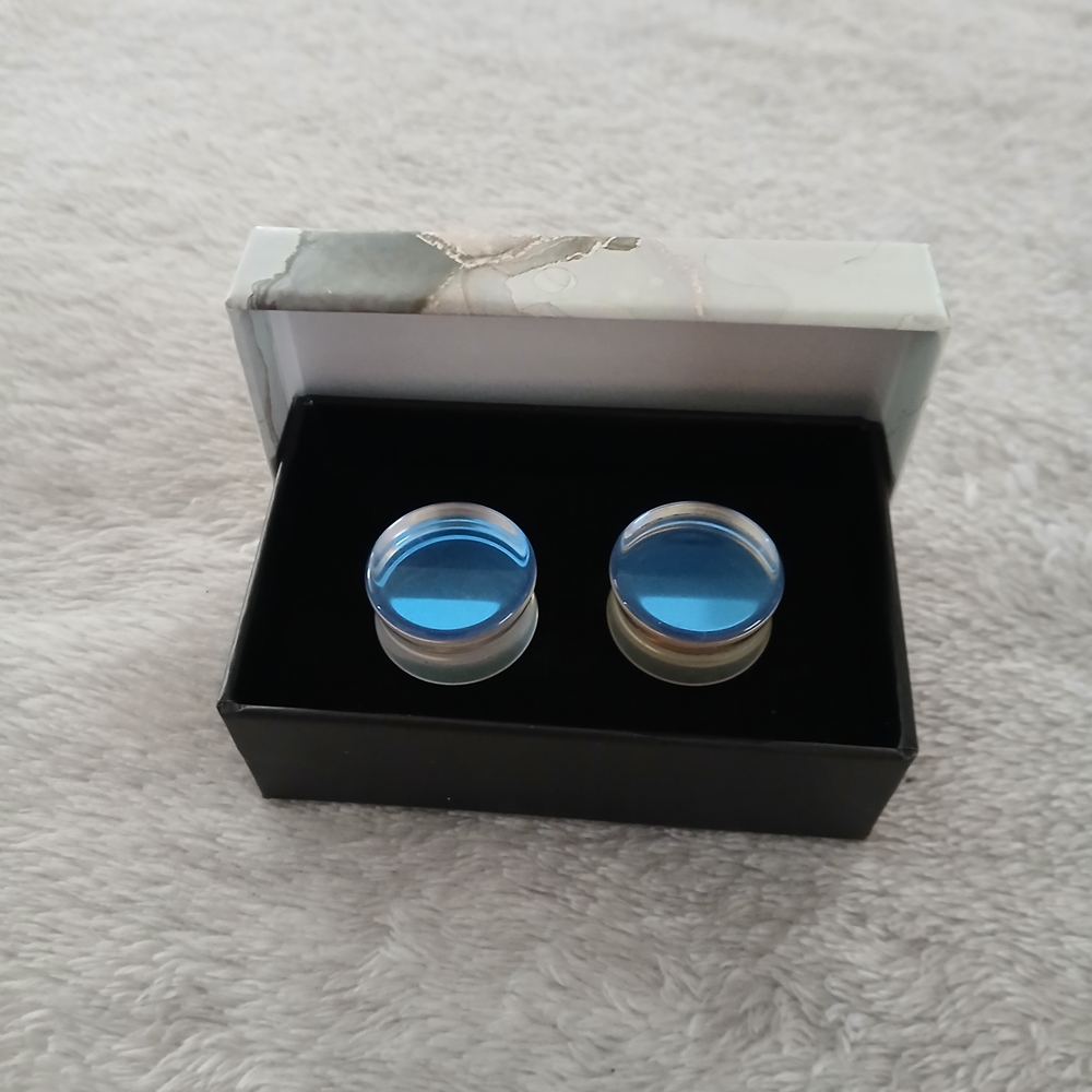 Blue Glass Ear Plugs